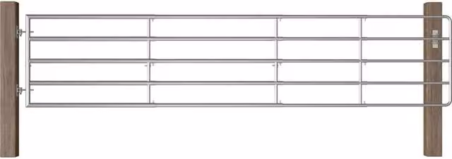 Berkfield Home 5 Bar Field Gate in Silver Galvanised Steel, W: 150-400 cm, H: 90 cm