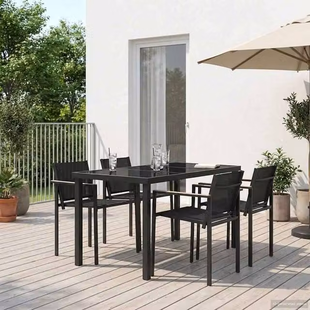 Berkfield Home 5 Piece Outdoor Furniture Set in Black and Anthracite Textilene and Steel – 1