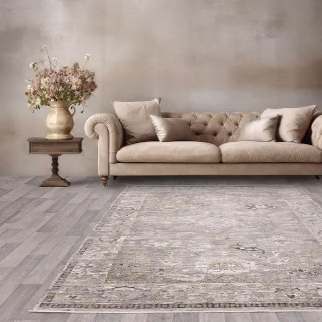 The Rug Shop UK Border Floral Beige Traditional Polyester Easy To Clean Rug W: 200 cm, D: 300 cm – 1