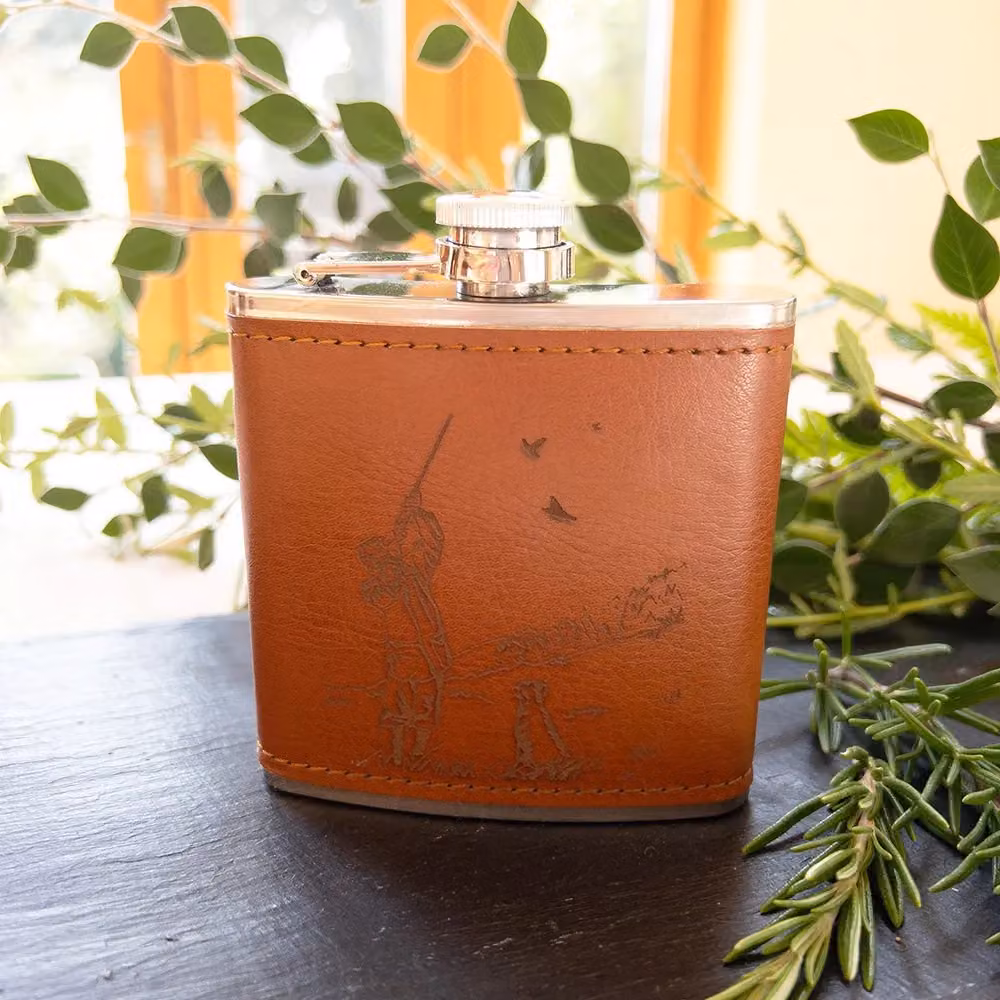 Selbrae House Brown Leather Stainless Steel Hip Flask – 2