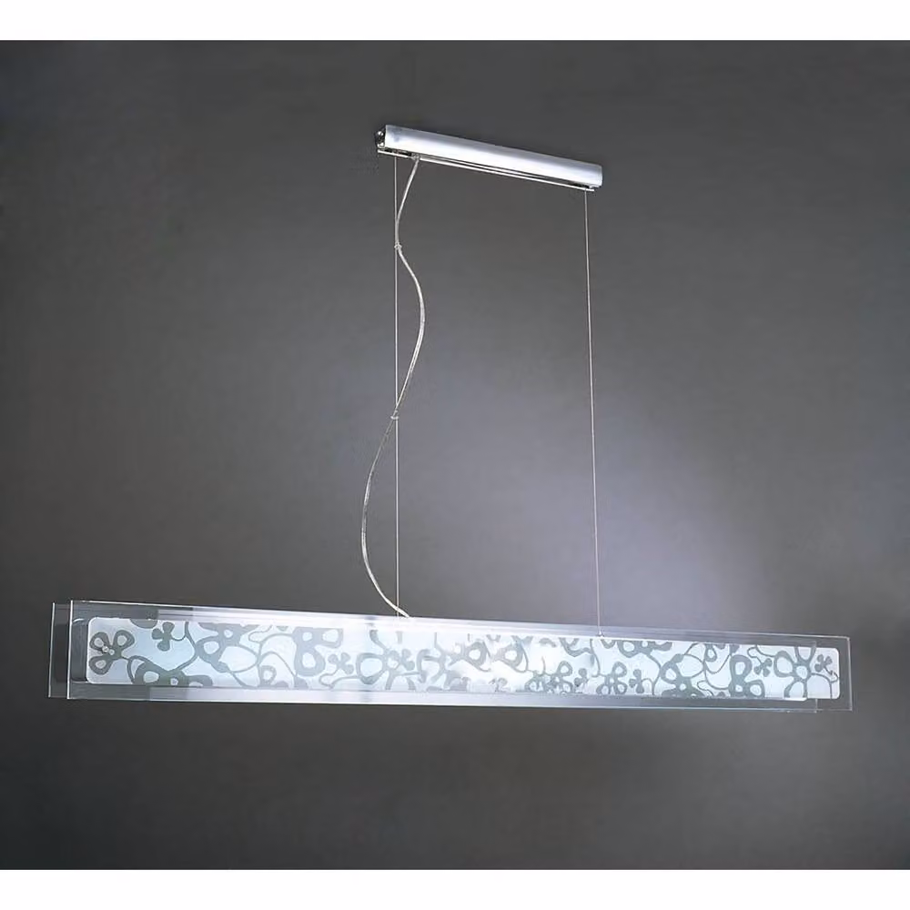 Netlighting Euphoria Linear Pendant Light in Chrome and White Glass with 2 Included Bulbs – 2