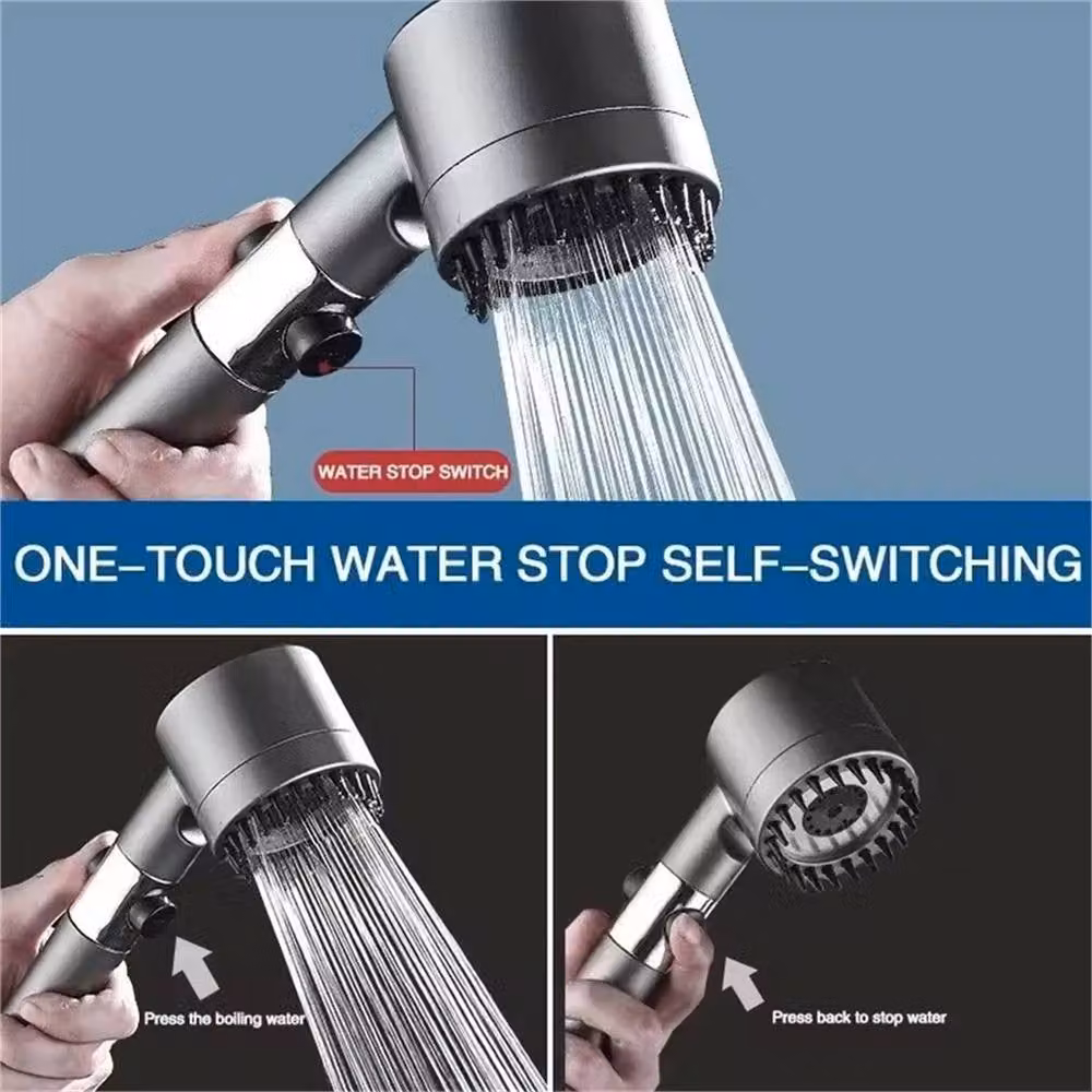 NESTLUNE 3 Modes High Pressure Water Saving Shower Head in Grey, W: 180 cm, H: 180 cm – 4