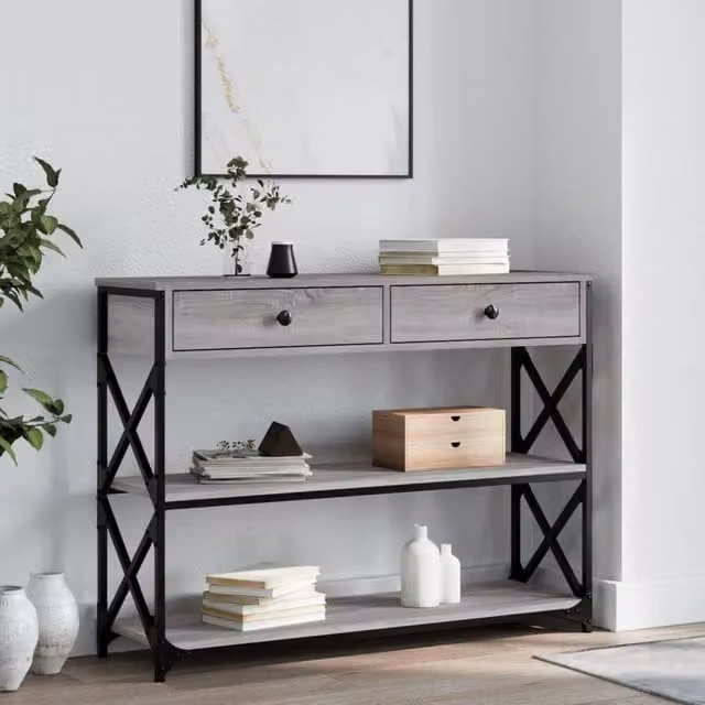 Berkfield Home Grey Sonoma Console Table, W: 100 cm, D: 28 cm, H: 75 cm