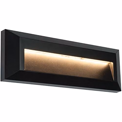 Loops Outdoor IP65 Wall Mounted Pathway Guide Light, 2W Warm White LED, Black Plastic