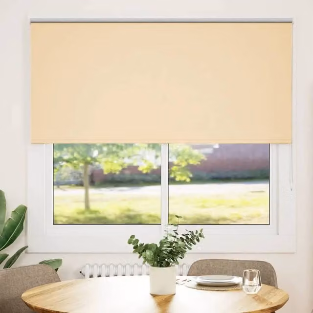Berkfield Home Blackout Roller Blind in Beige, Thermal Insulating Polyester, W: 155 cm, H: 150 cm