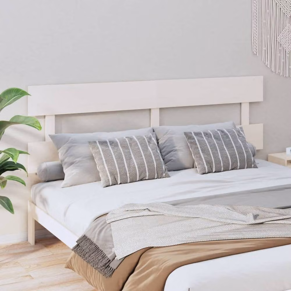 Berkfield Home White Rustic Solid Pine Wood Bed Headboard W/D/H: 204 x 3 x 81 cm – 1