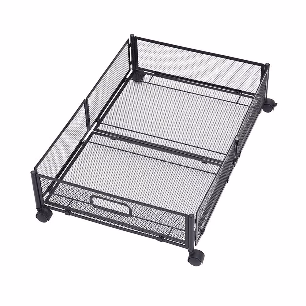 Garden Sanctuary Black Metal Mesh Underbed Storage Container on Wheels – 2