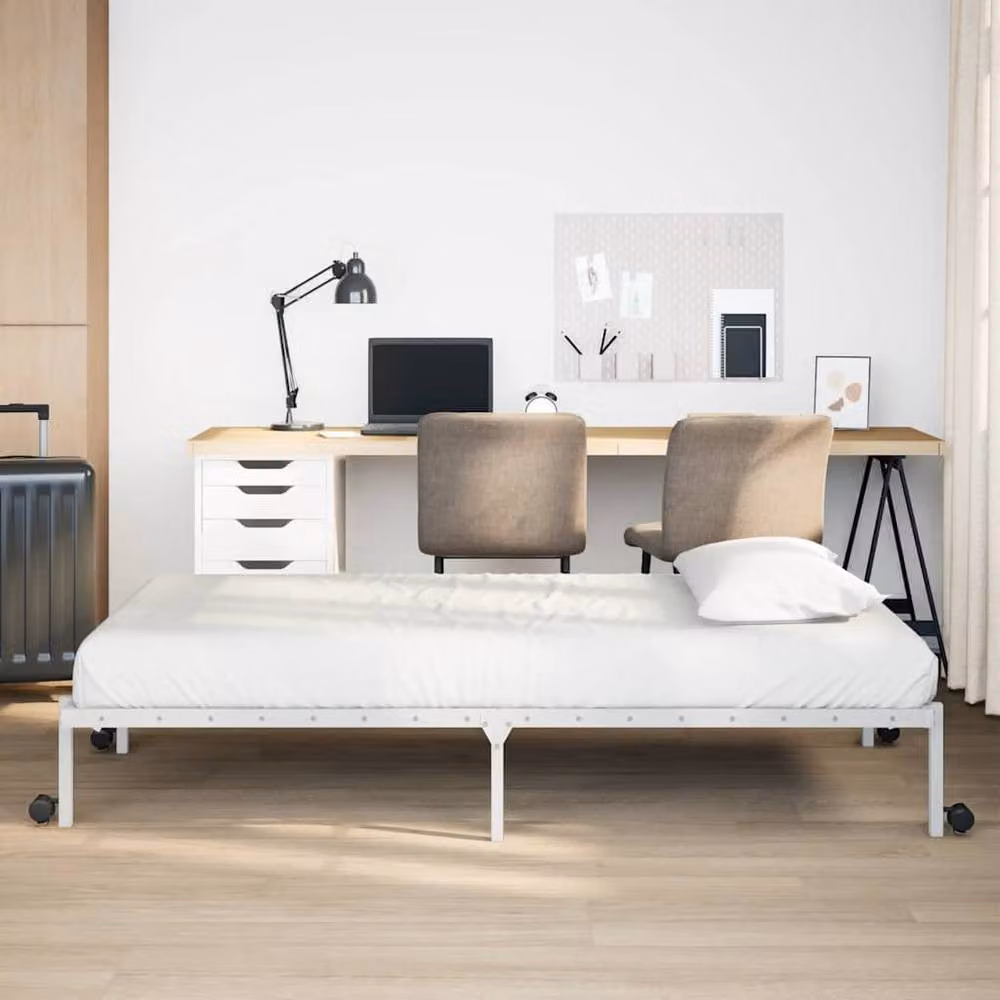 Berkfield Home Foldable Steel Bed Frame in White, W/D/H: 90 x 190 cm – 2
