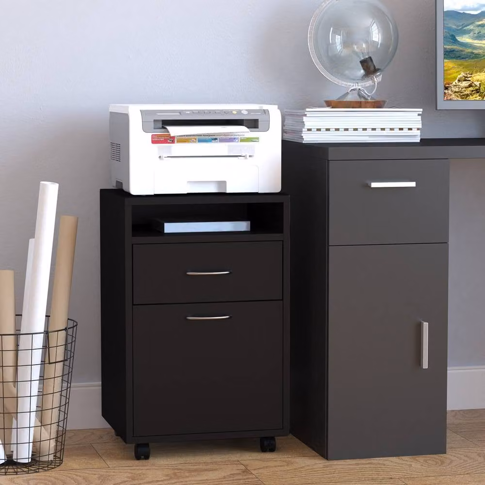 ERGOVEXA Mobile Filing Cabinet with 2 Drawers and Lock, Black – 4