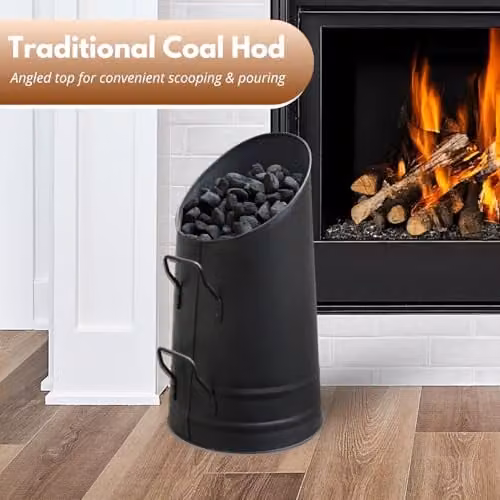 Garden Mile Black Heavy Duty Coal Buckets for Fireplaces, W/D/H: 16.0 x 33.0 x 16.0 cm – 4