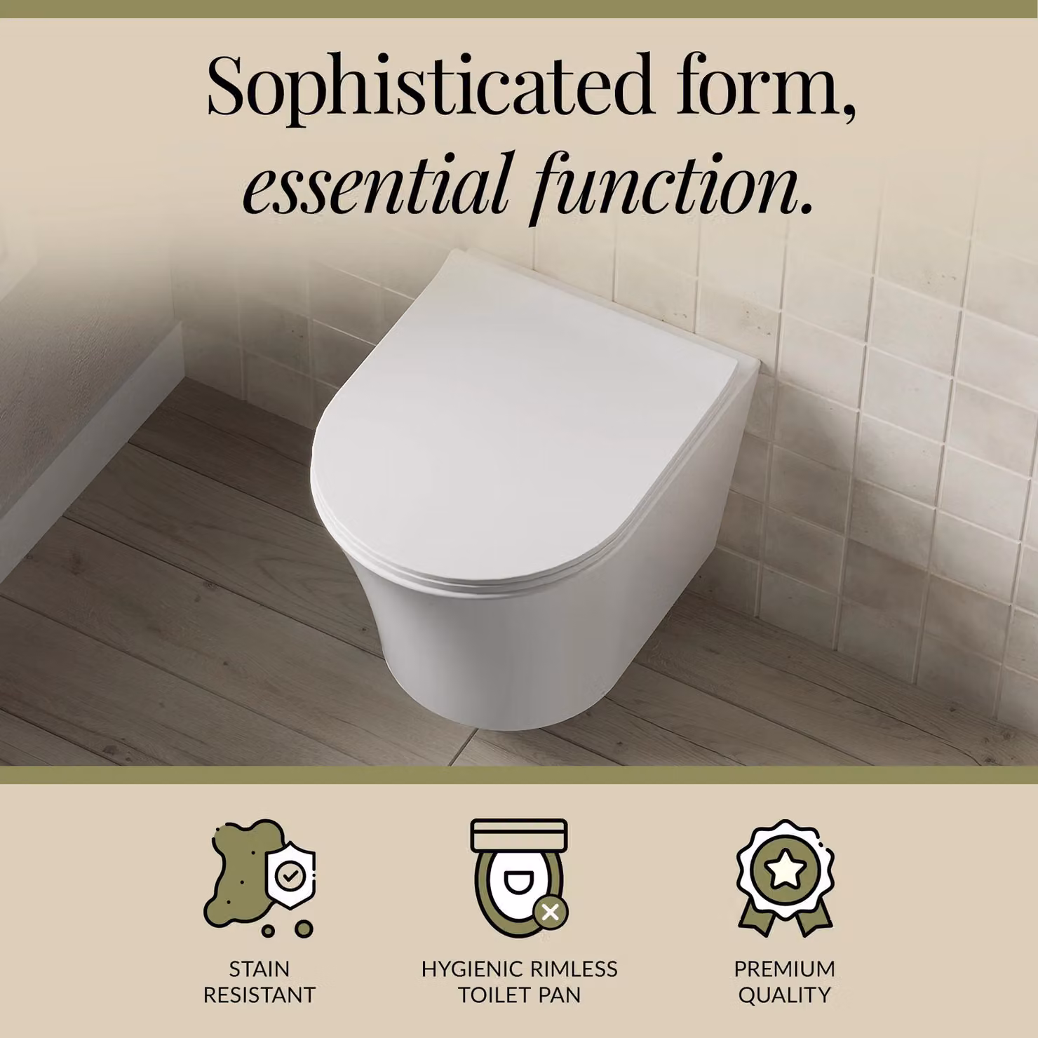 Balterley White Ceramic Rimless Wall Hung Toilet Pan and Soft Close Seat, W: 36.3 cm, D: 36.5 cm, H: 47.5 cm – 2