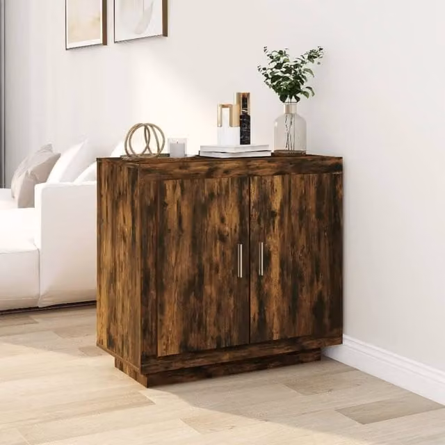 Berkfield Home Smoked Oak Sideboard in Brown, W/D/H: 80 x 40 x 75 cm