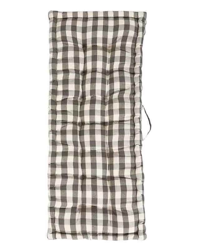 Dibor Grey and White Striped Quilted Outdoor Garden Bench Cushion, W: 44 cm, L: 112 cm – 2