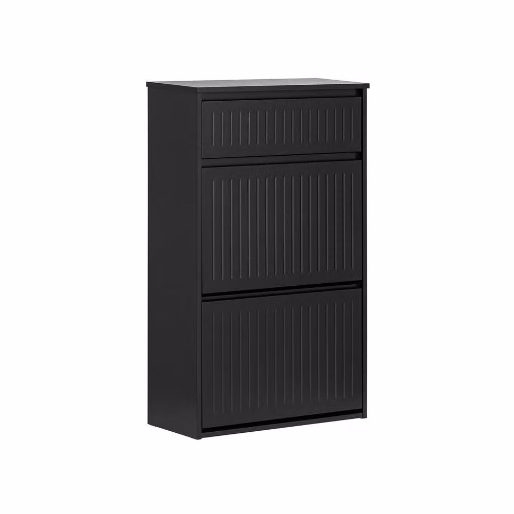 SoBuy Slim Modern Shoe Cabinet in Matt Black with Tilting Compartments – 2