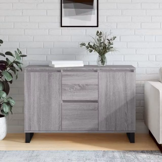 Berkfield Home Grey Sonoma Sideboard, W: 104 cm, D: 35 cm, H: 70 cm