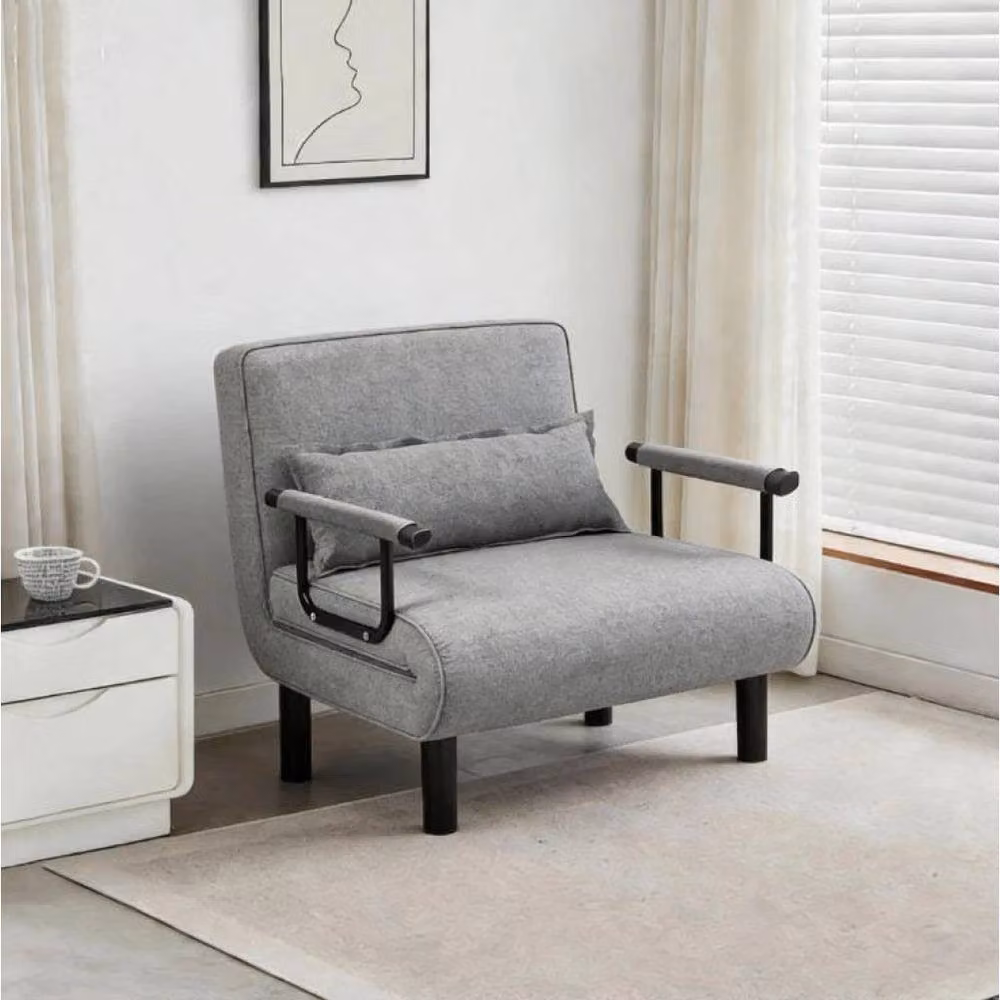 PAWNORA Grey Fabric 1 Seater Sleeper Sofa Bed Recliner Chair – 3
