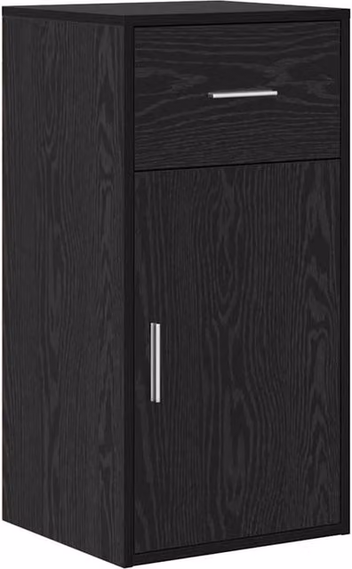 Berkfield Home Black Oak Storage Cabinet with Hinged Doors and Internal Drawers and Shelves in Black Oak Veneer and MDF