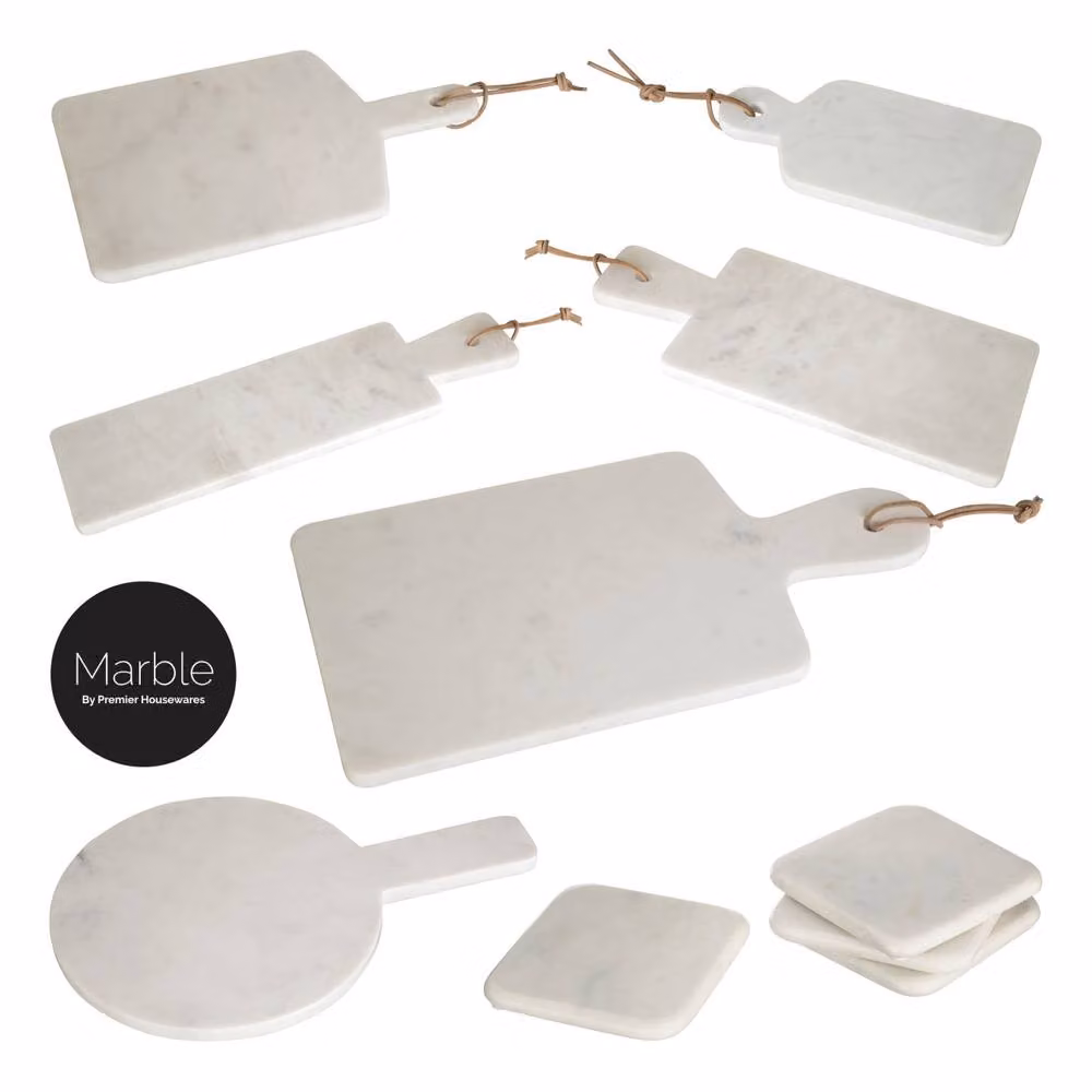 Orsina White Marble Rectangular Paddle Board with Tapered Handle and Polished Finish – 2