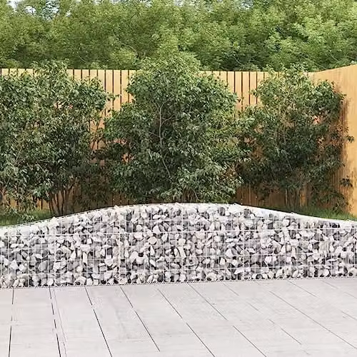 vidaXL Set of 7 Arched Gabion Baskets in Silver Galvanised Steel, W: 400 cm, D: 30 cm, H: 40/60 cm – 2