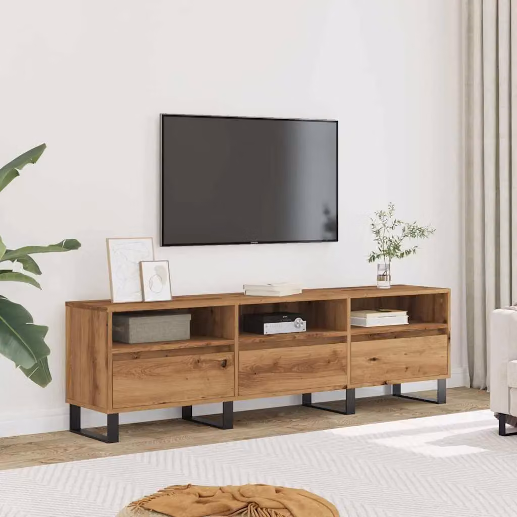 Berkfield Home Artisan Oak TV Cabinet in Brown, W/D/H: 150 x 30 x 44.5 cm – 3