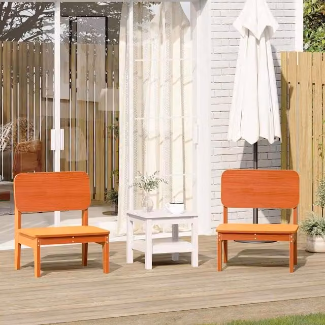 Berkfield Home Set of 2 Wax Brown Solid Pine Garden Chairs, W: 60 cm, D: 52.5 cm, H: 72 cm – 1