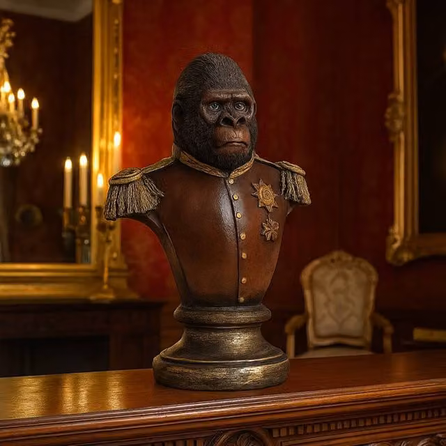 Madison & Mayfair Gentry Gorilla Bust Sculpture in Red and Dark Brown