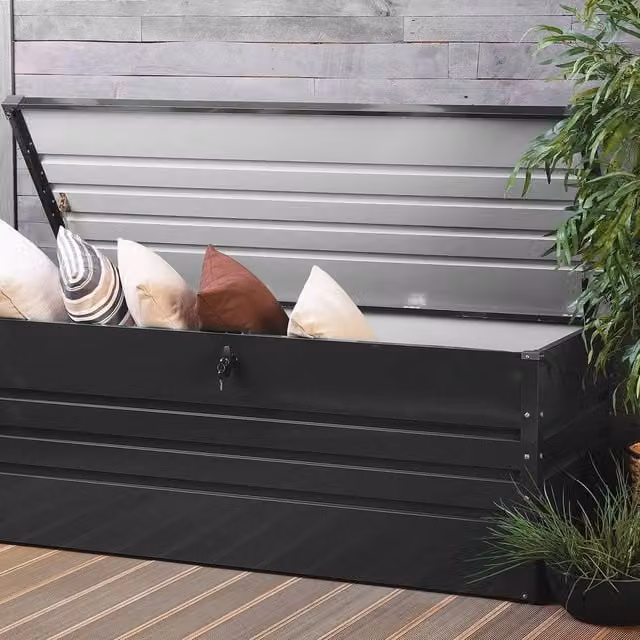 Wyld and Coco 600L Galvanised Steel Outdoor Storage Box in Grey
