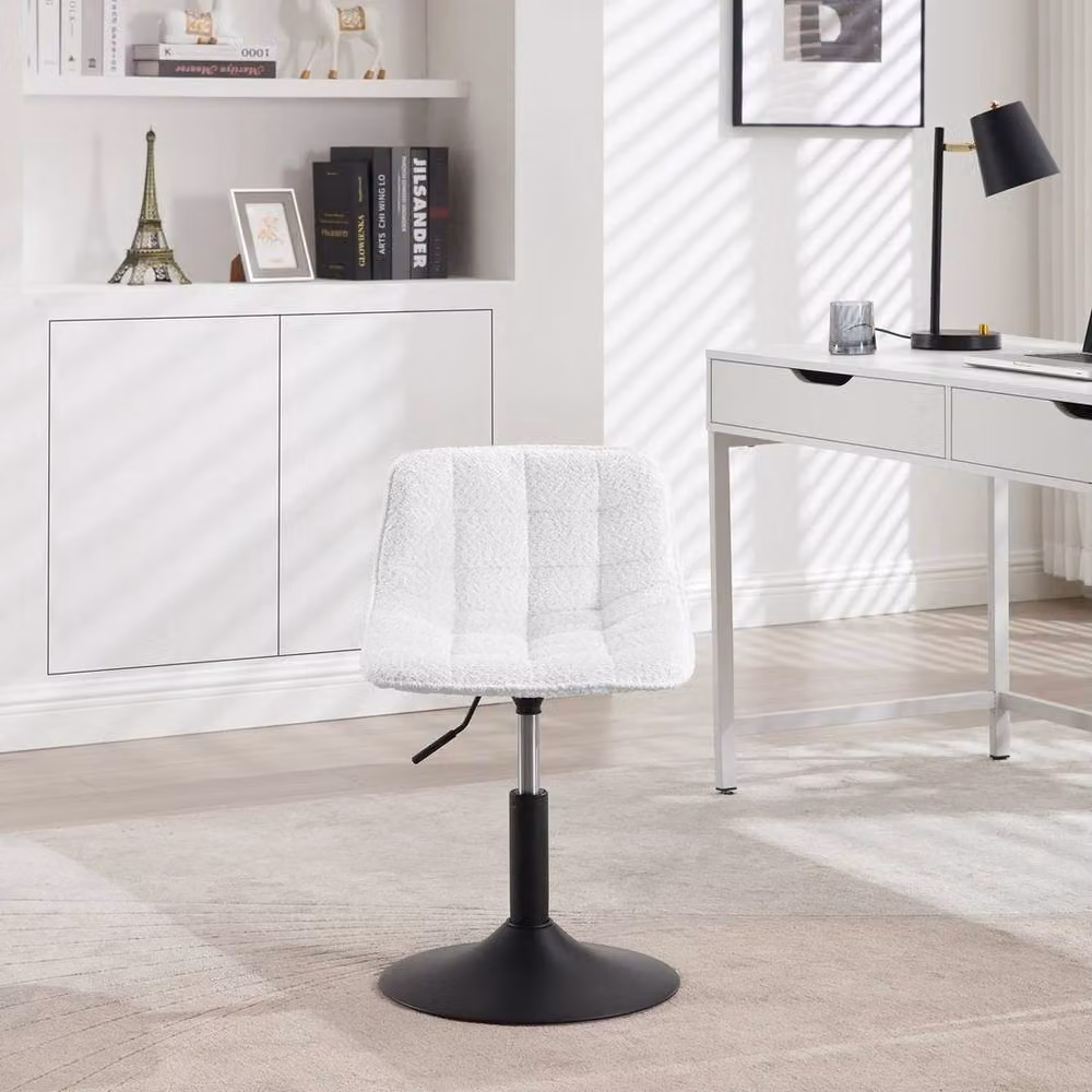 Kelvenix Ergonomic Adjustable Computer Chair in White Fabric with Metal Upholstered Frame, Set of 2 – 2