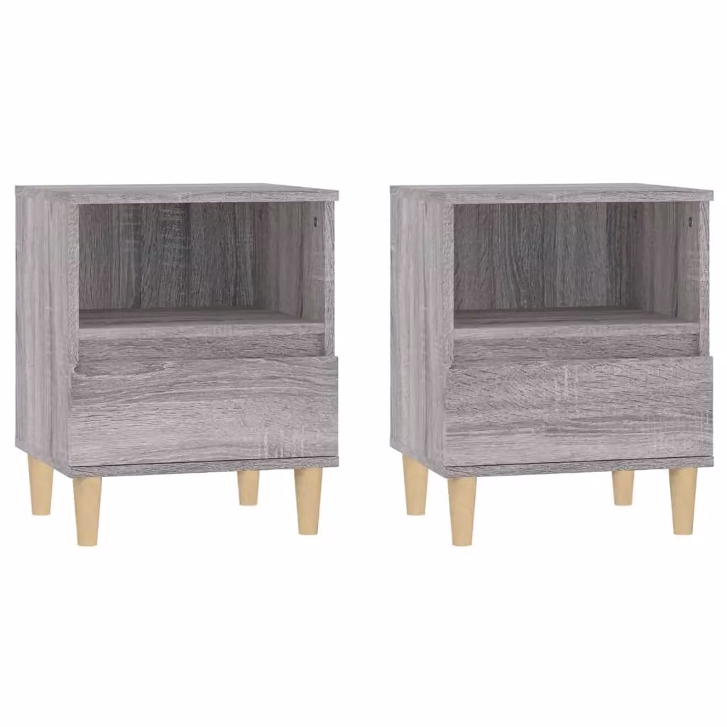 Berkfield Home Set of 2 Bedside Cabinets in Grey Sonoma, W/D/H: 40 x 35 x 50 cm – 2