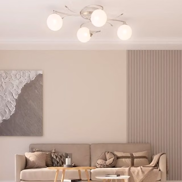 Berkfield Home Modern White Ceiling Lamp with Transparent Glass Sphere Shades for 4 G9 LED Bulbs