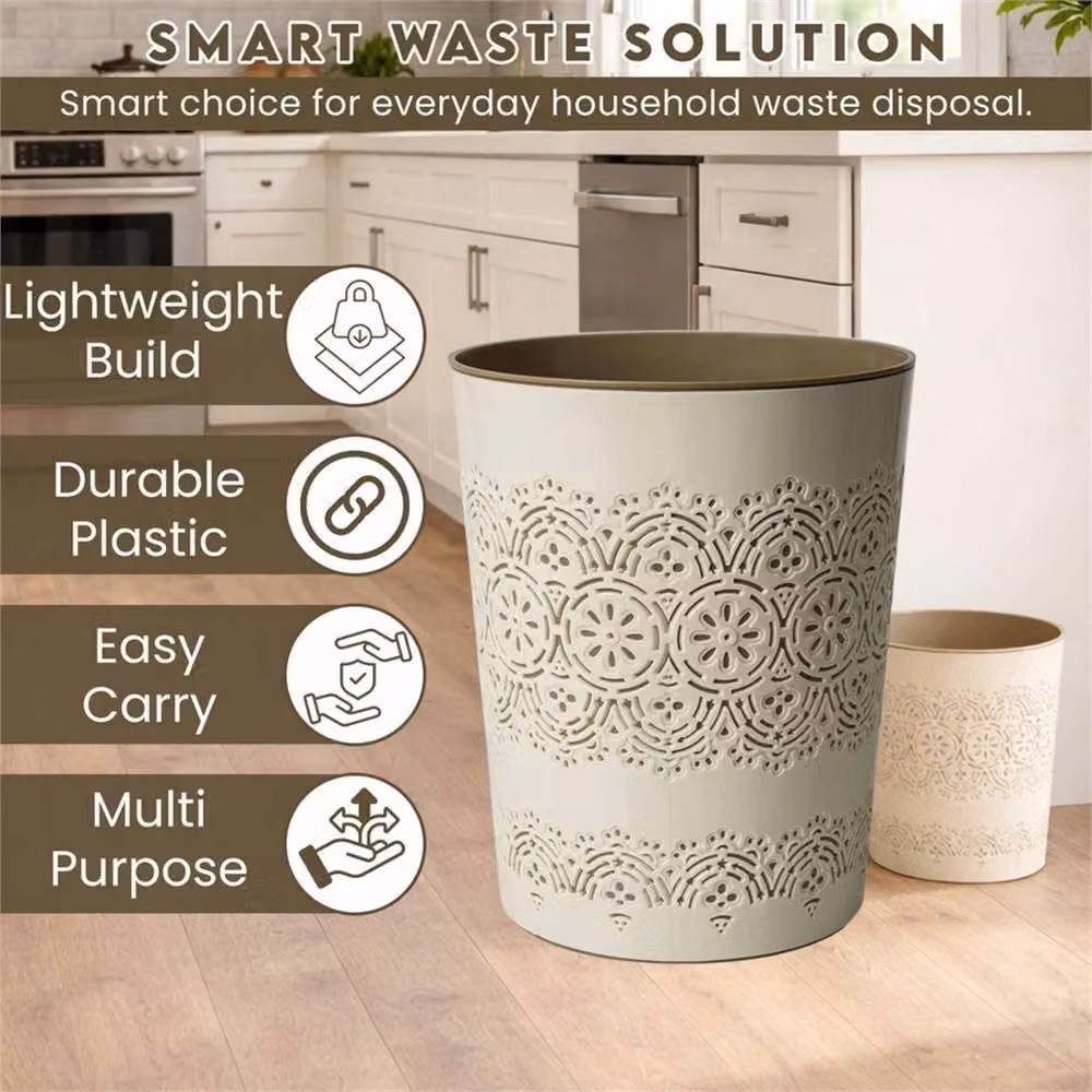 PAWNORA 9L Plastic Waste and Paper Bin in Beige – 2