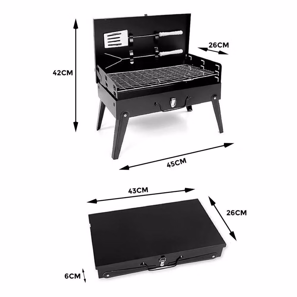 Havendro Black Folding Charcoal Tabletop BBQ Grill, Enamelled Steel, W/D/H: 45 x 42 x 26 cm – 2