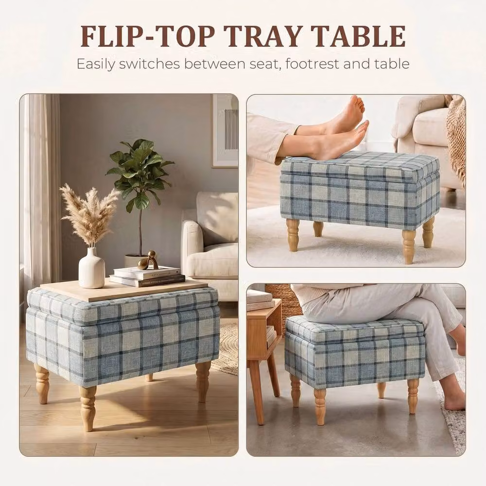 NESTLUNE Multicolour Fabric Upholstered Rectangular Footstool – 2