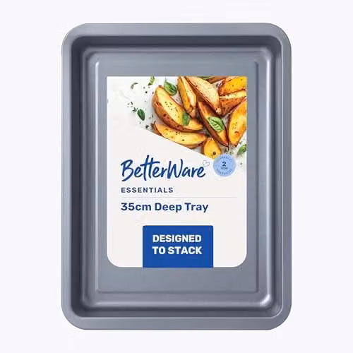 Betterware Essentials Non-Stick Rectangular Carbon Steel Baking Sheet in Silver, 35 cm – 1