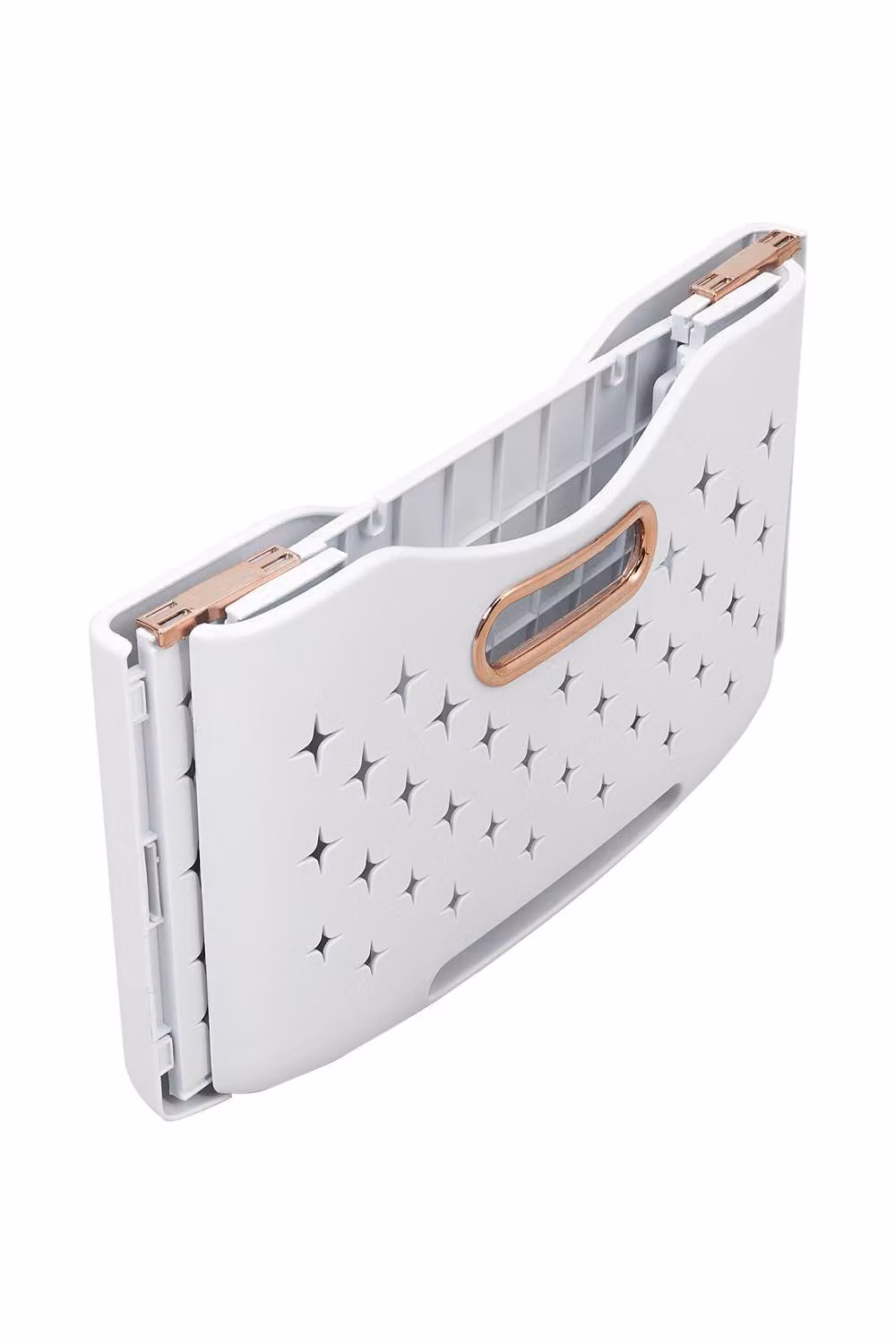 Living and Home 2-Tier Foldable Laundry Basket Clothes Hamper with Casters in White – 3
