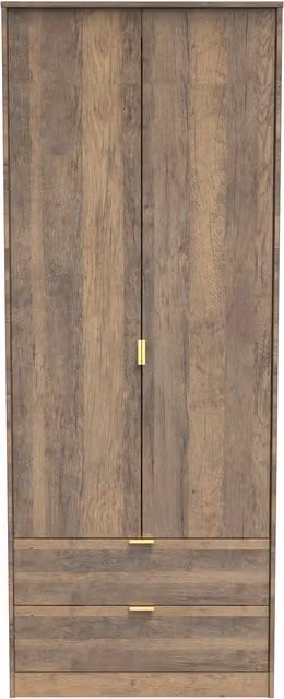 Ready Assembled 2 U Tamworth 2 Door 2 Drawer Wardrobe in Dark Brown