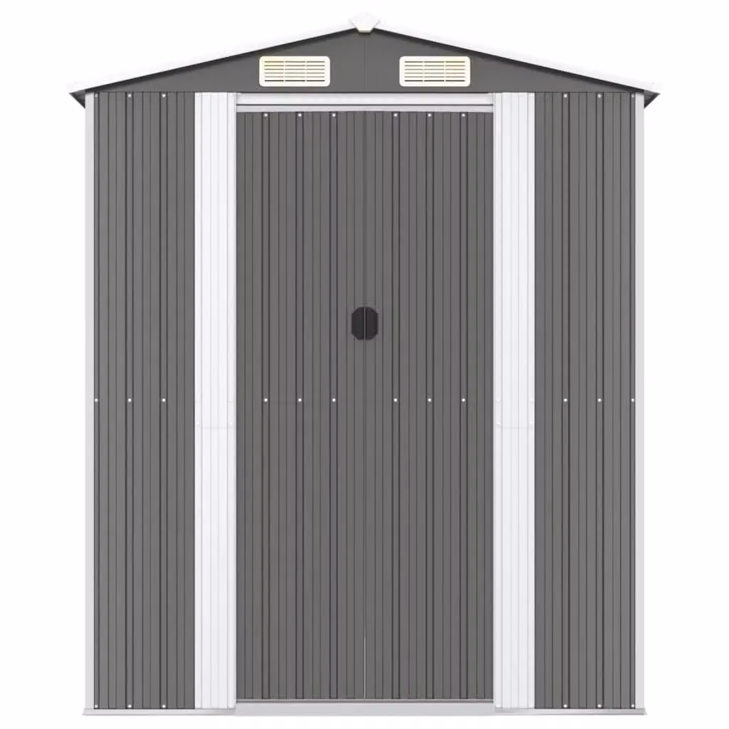 Berkfield Home Garden Shed in Light Grey, Galvanised Steel, W: 192 cm, D: 274 cm, H: 223 cm – 3