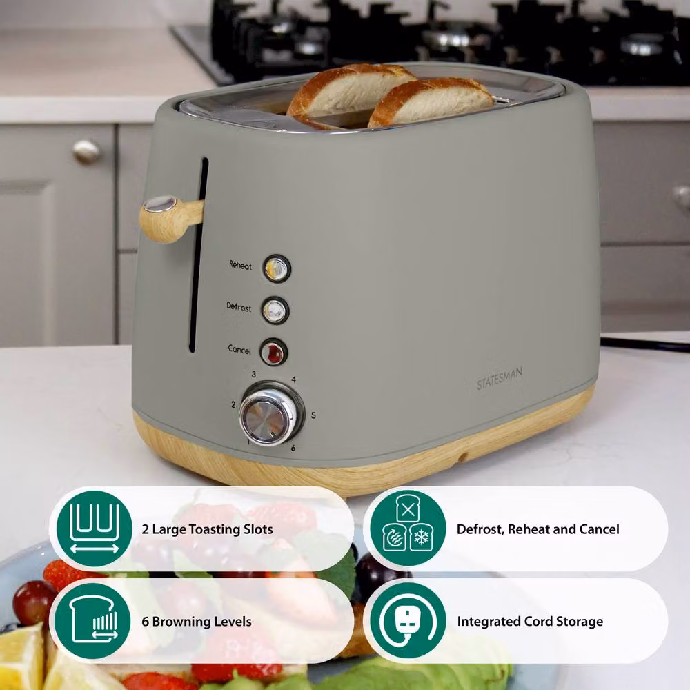 Statesman 2 Slice Scandi Toaster, Green – 2