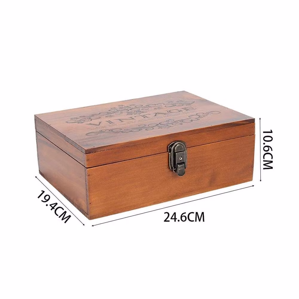 FORGEVIO Vintage Wooden Storage Box, Brown, W/D/H: 24.6 x 19.4 x 10.6 cm – 2
