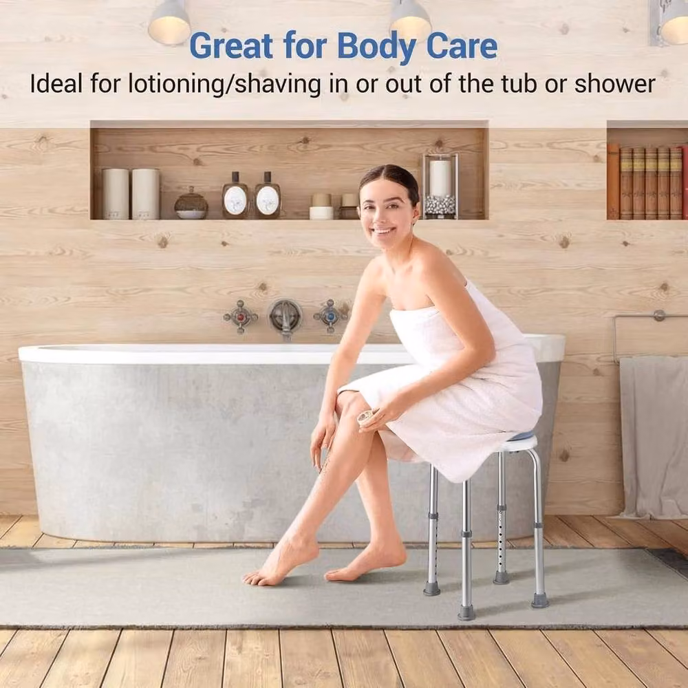PAWNORA Non-Slip Metal Shower Stool in Silver – 2