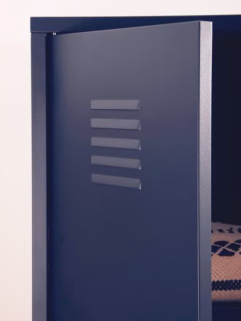 Orsina Academy Black Two Door Locker Style Metal Wardrobe with Internal Shelves and Hanging Rod