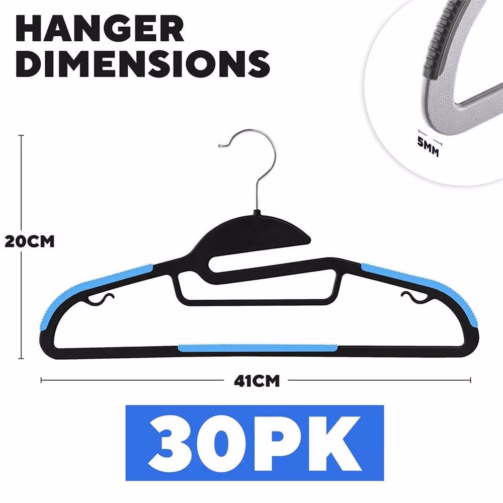 NESTLUNE 30-Piece Blue Non-Slip Plastic Space-Saving Clothes Hangers – 2
