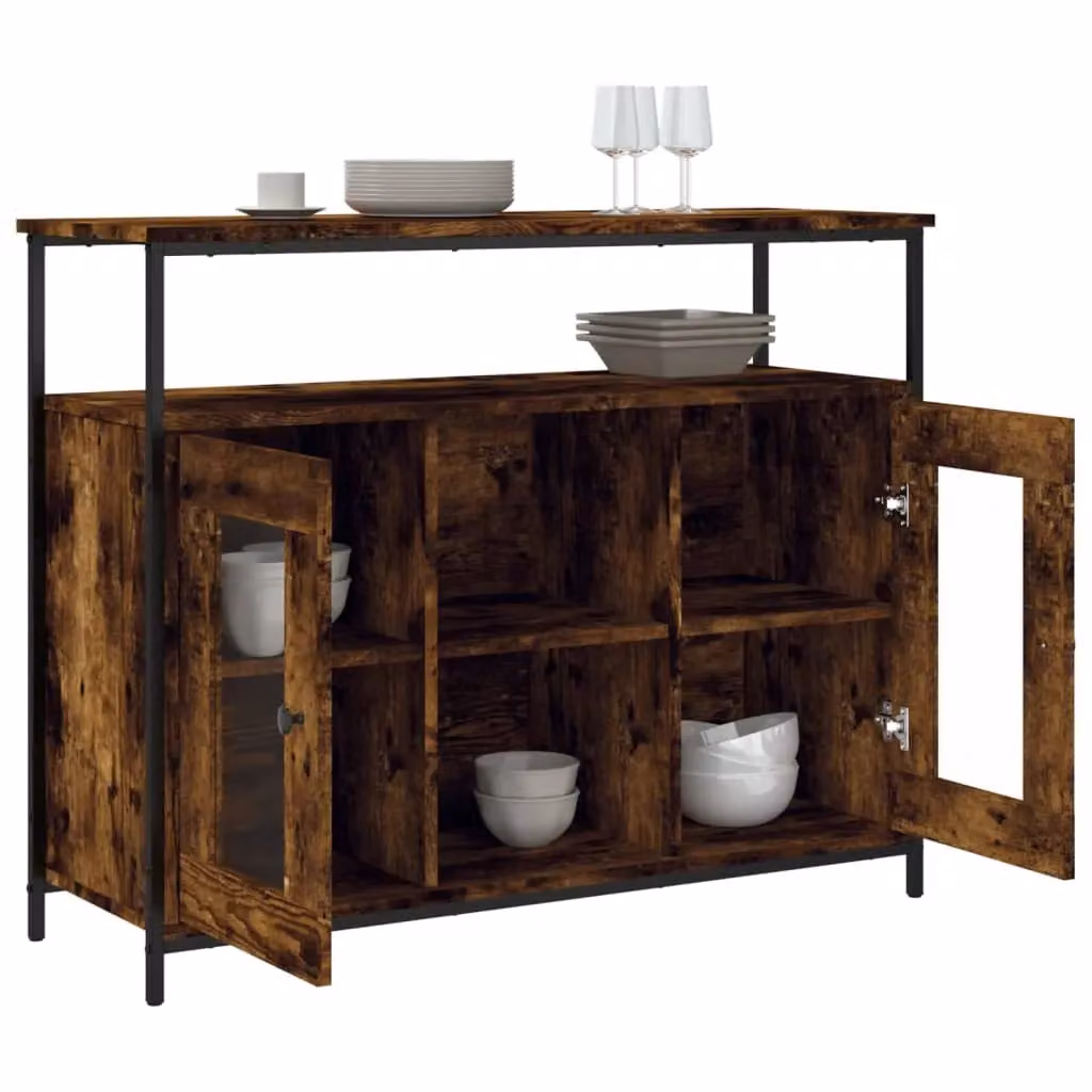 Berkfield Home Smoked Oak Sideboard in Brown, W/D/H: 100 x 35 x 80 cm – 4