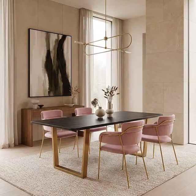Orsina Tamzin Pink Velvet Mid-Century Dining Chair with Gold Metal Legs
