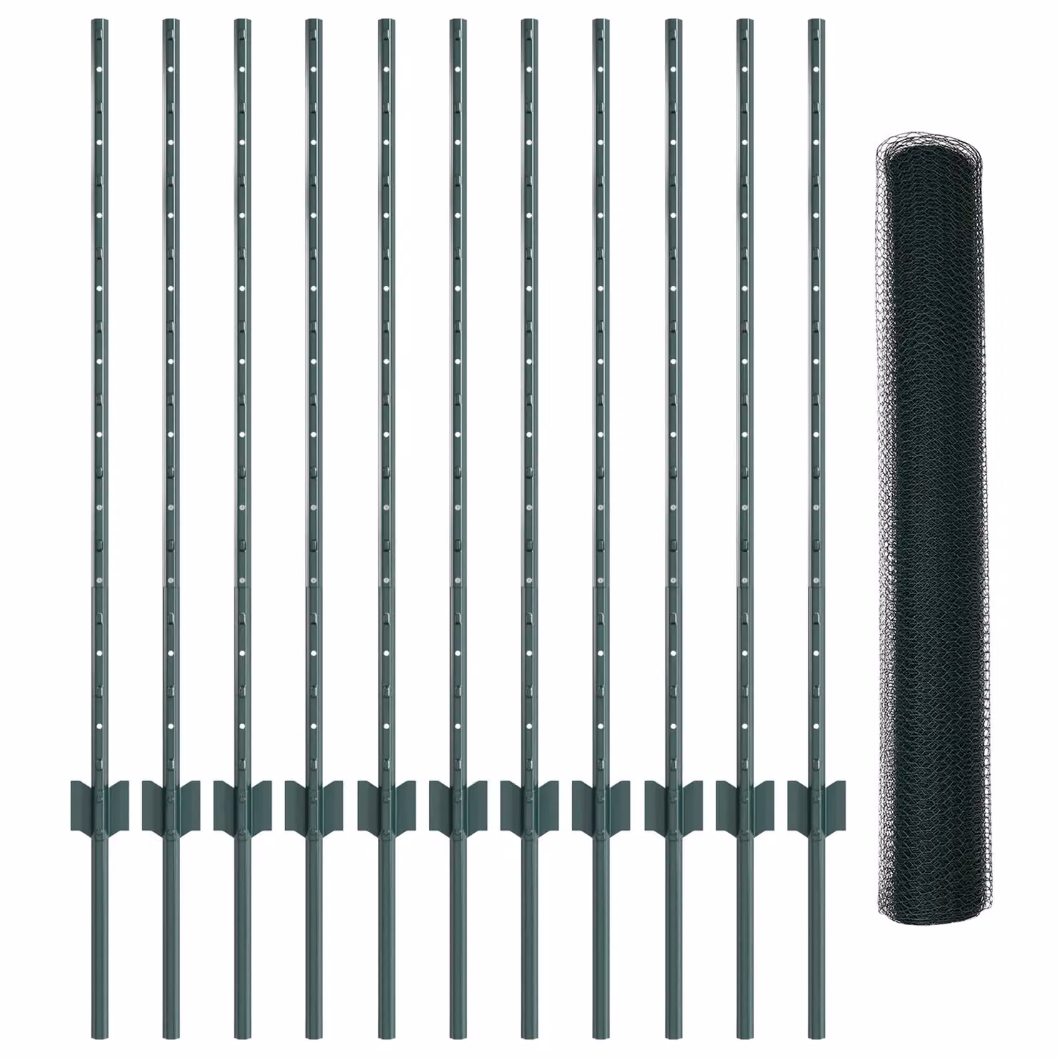 Berkfield Home Garden Fence Set of 2, Green Metal and Plastic, W: 25 m, H: 1 m – 1