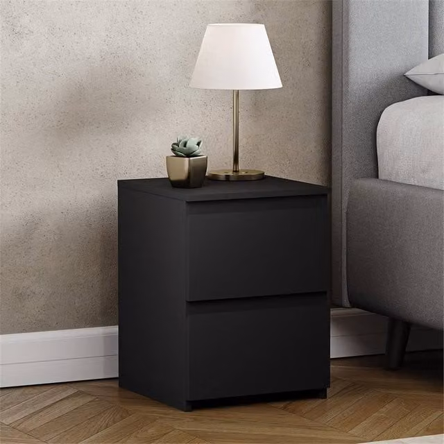 SPETLEK 2 Drawer Chest of Drawers Bedside Table in Black – 1