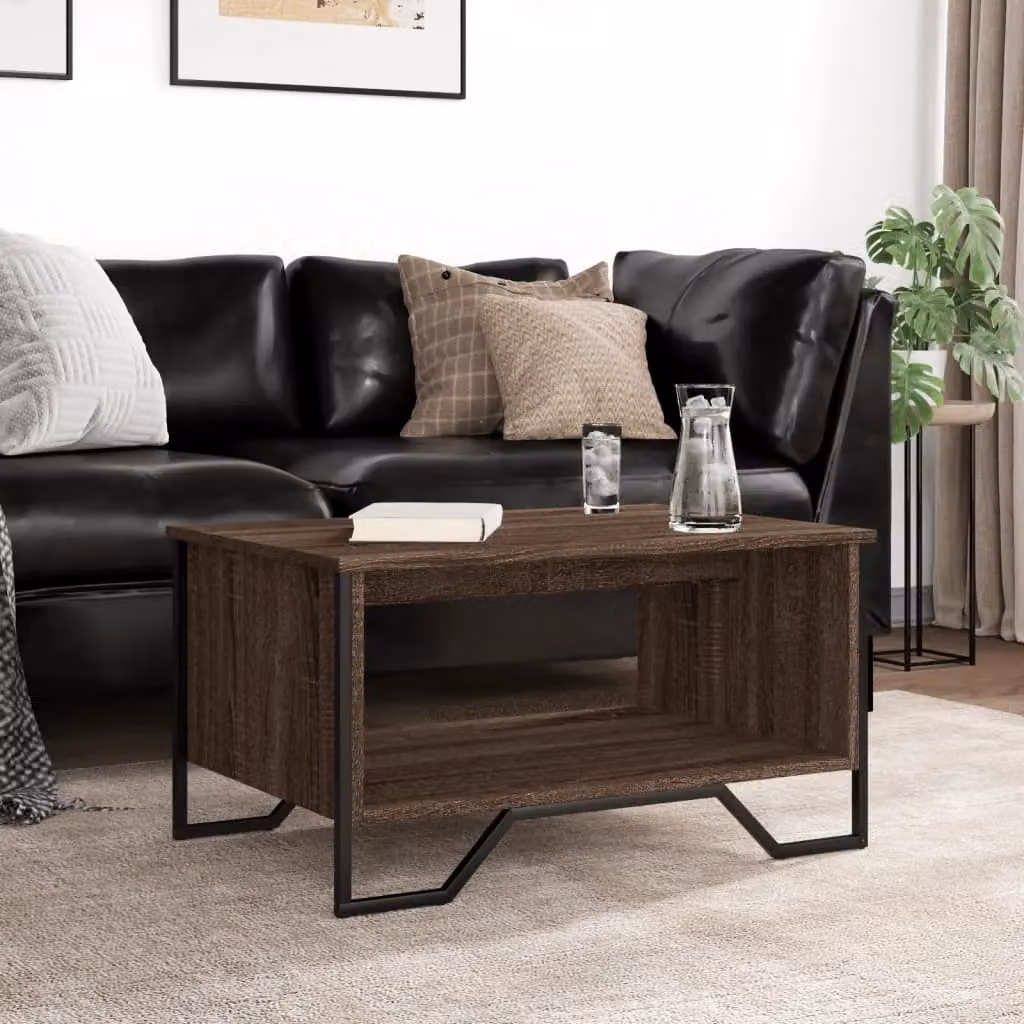 Berkfield Home Brown Oak Coffee Table in Engineered Wood W/D/H: 75 x 51 x 40 cm – 3