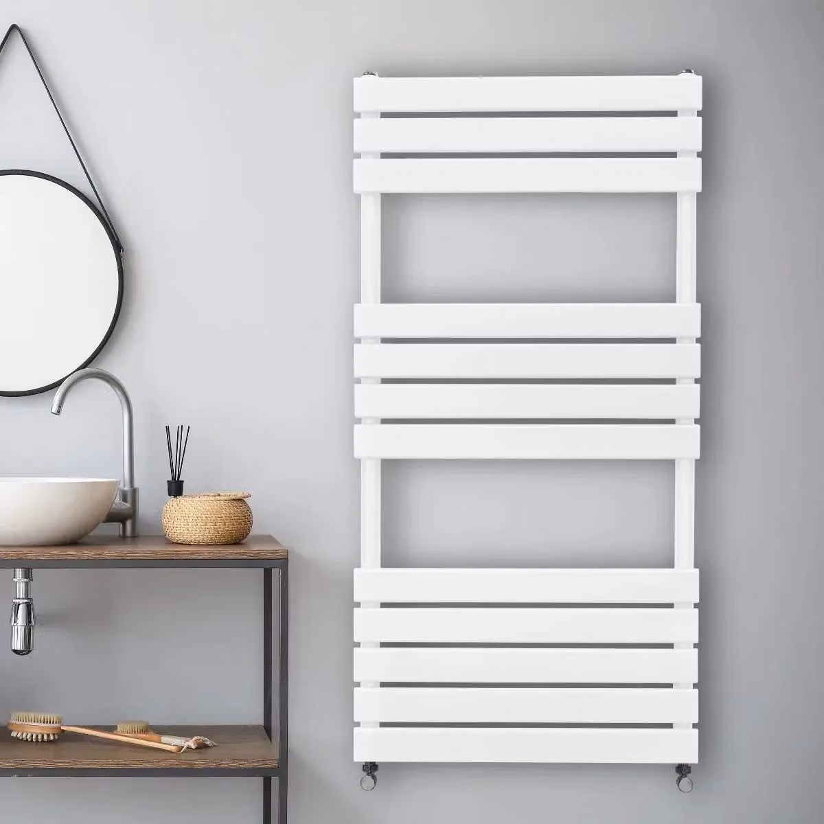 Monstershop Flat Panel Steel Towel Radiator in White, W/H: 120 x 60 cm – 2