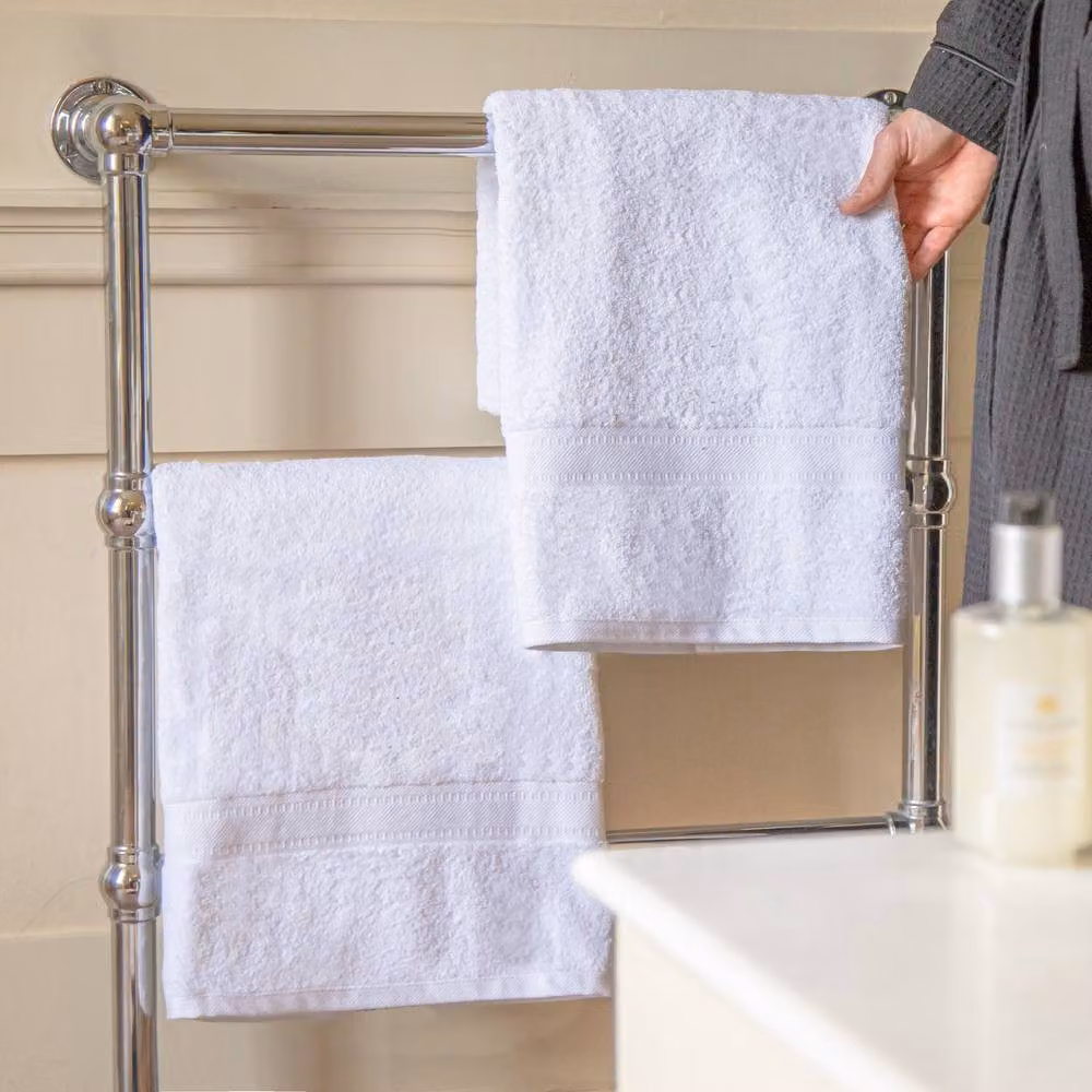 Duncan Stewart Personalised Luxury White Cotton Bath Sheet with Fluffy Embroidered Detail
