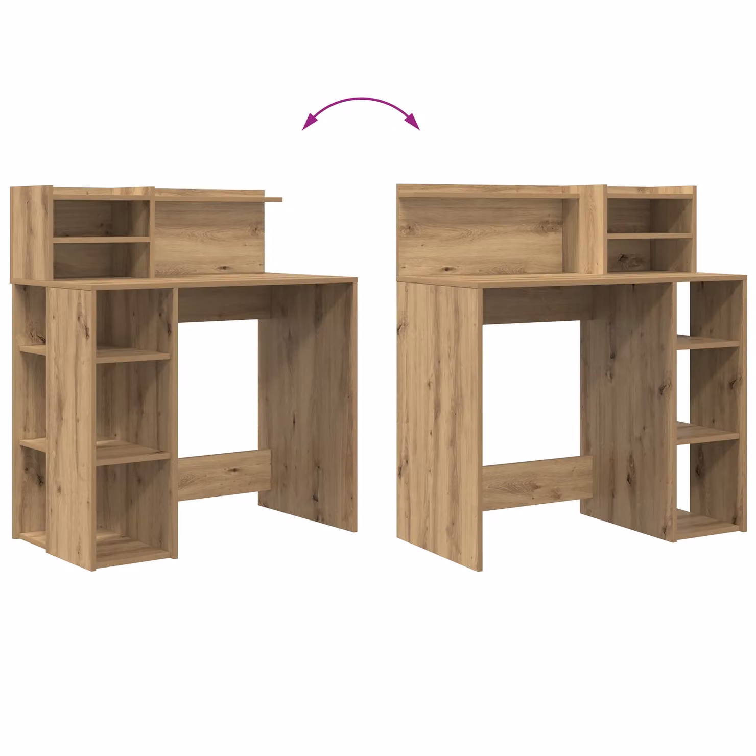 Berkfield Artisan Oak Home Office Writing Desk with Storage, W/D/H: 90 x 48 x 101.5 cm – 6